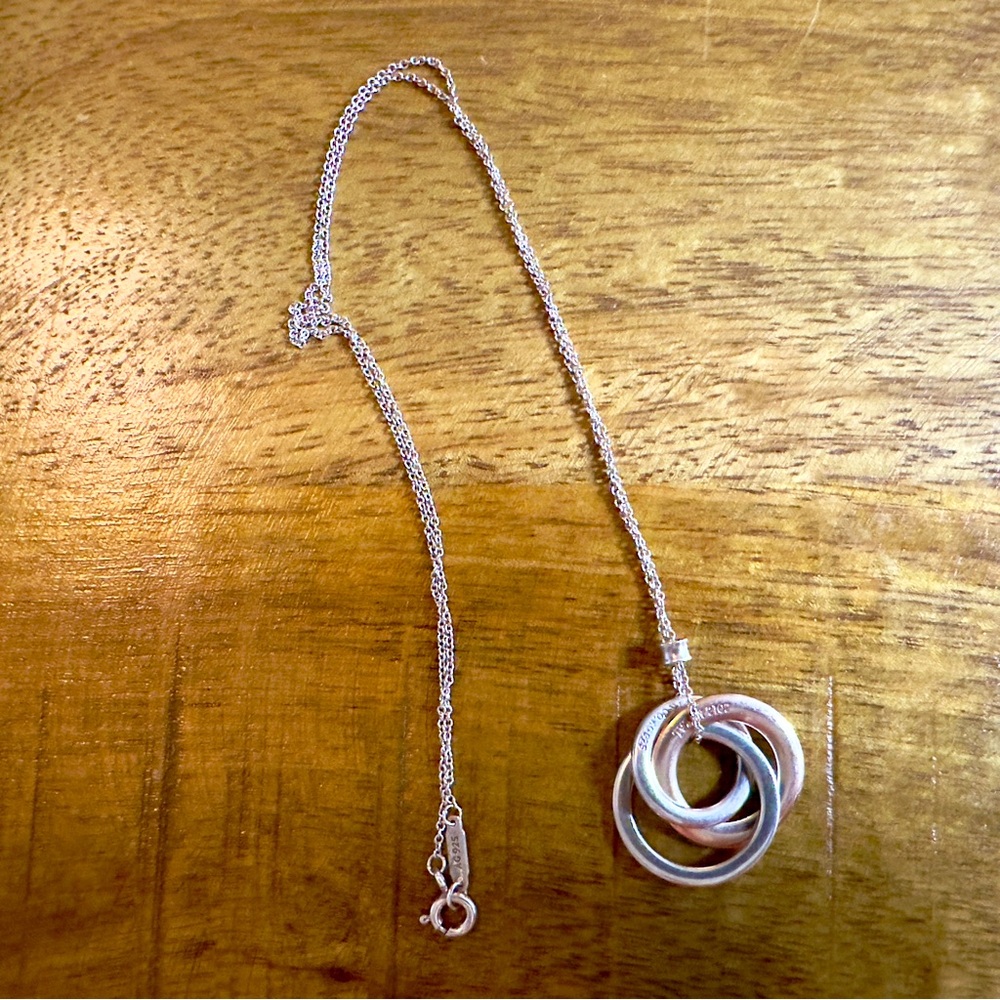 Tiffany & Co. 1837 Triple Circle Pendant Necklace Silver & Rubedo
